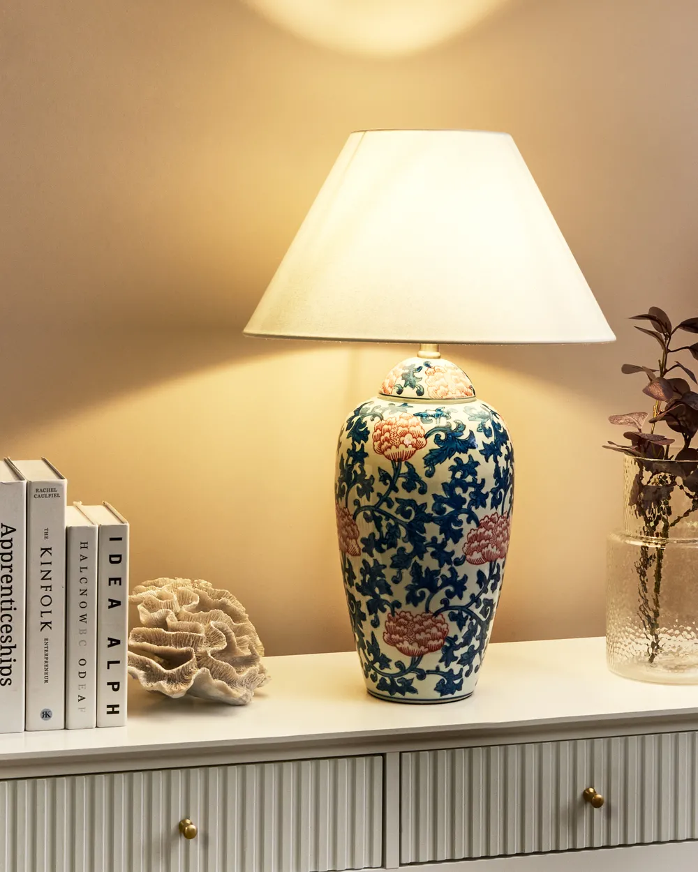 Table Lamp VERUSA Porcelain White/ Blue