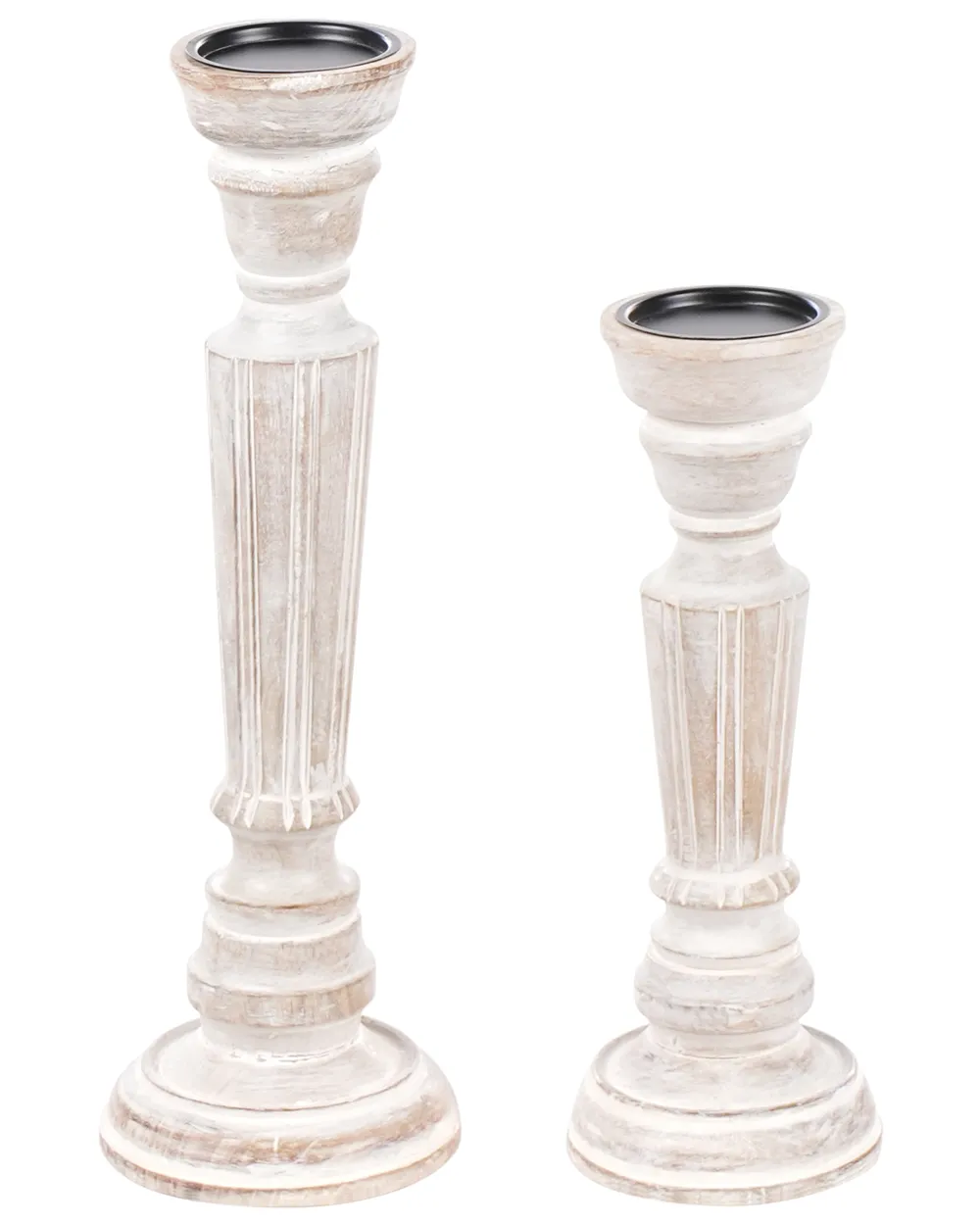 Set of 2 Candle Holders DARWA 30/40 cm Mango Wood Light Brown