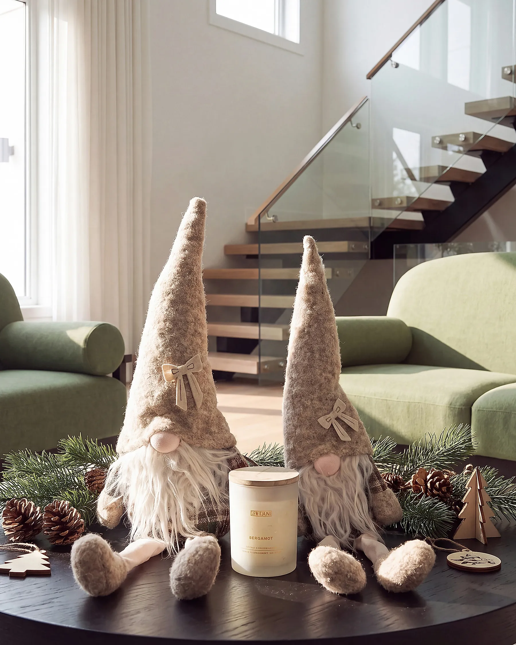 Joulukoristesetti 2 kpl ILOMANTSI 35/38 cm Tonttu Beige_1174041