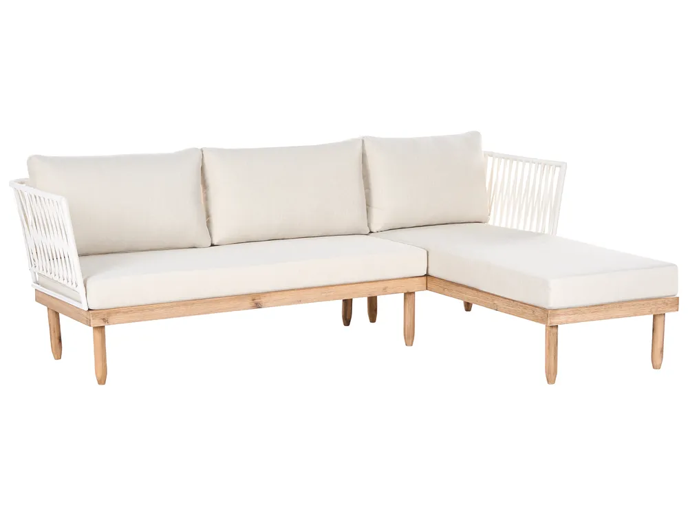 Garden Lounge Set with Table 4 Seater CREMONA Acacia Wood White Left Hand_1090513