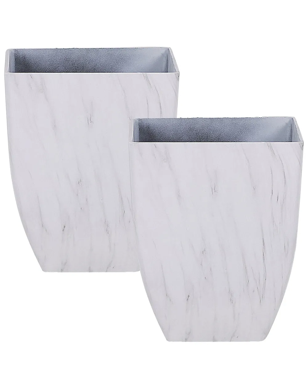 Set of 2 Plant Pots MIRO 35 cm White Marble