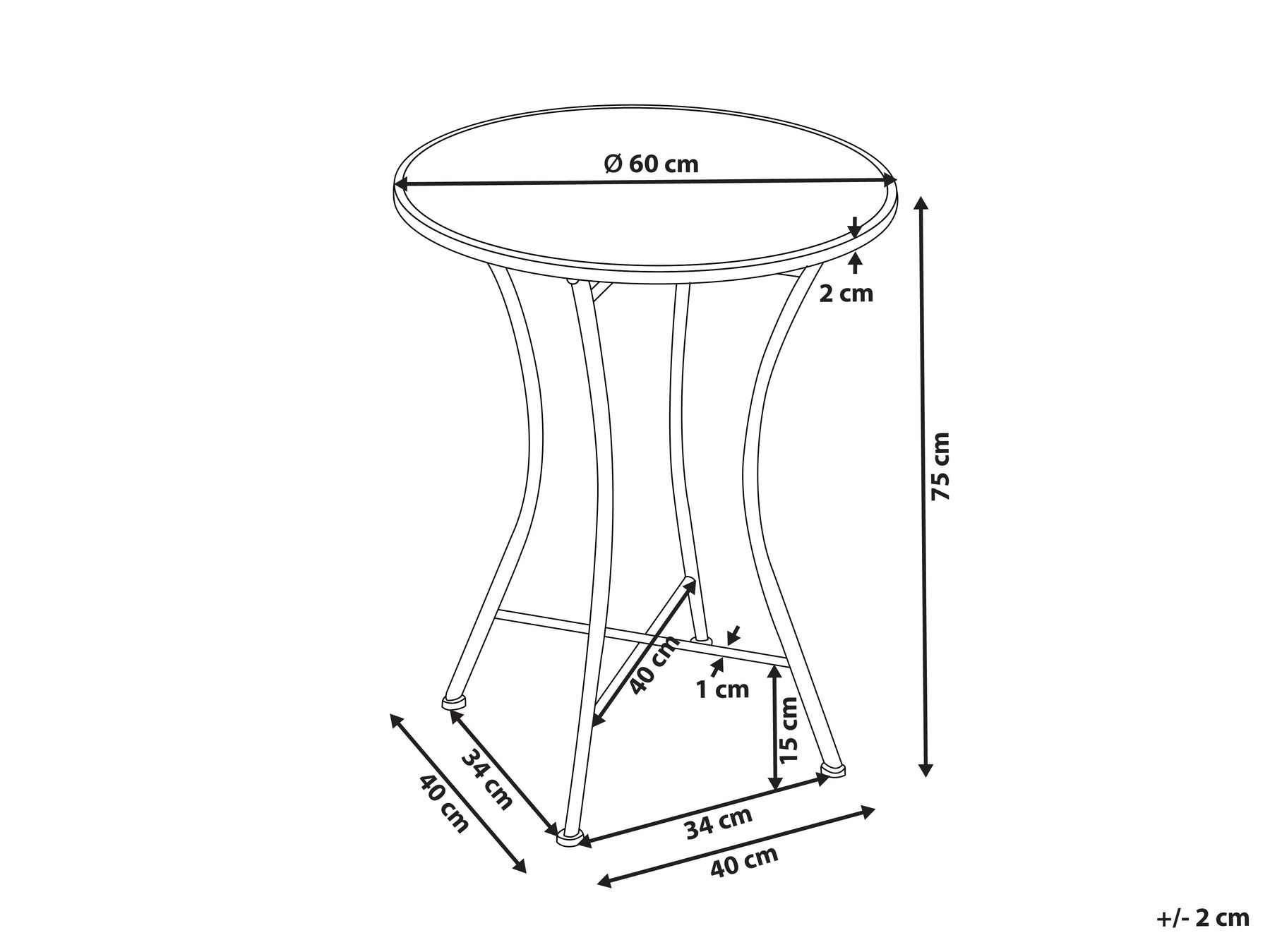 Bistro Table COLLIO 60 cm 60 cm Metal Black_1066053