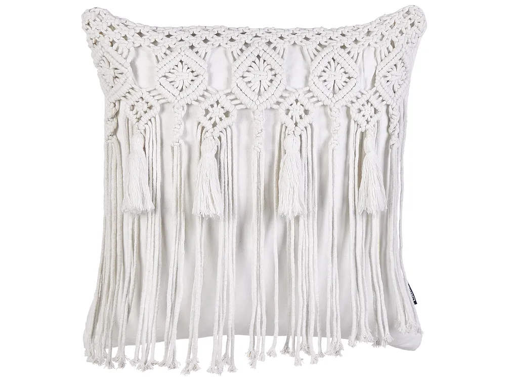 Set of 2 Decorative Cushions BAMIAN 45 x 45 cm Cotton Off-White Geometric Pattern_904657