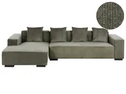Corner Sofa 4 Seater LUNGO Corduroy Green Right Hand_962311