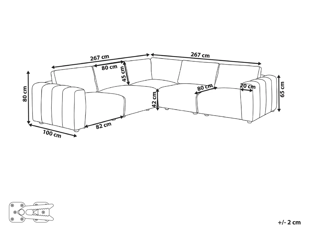 Modular Corner Sofa 5 Seater KIVVIK Fabric Green Left Hand_1045755
