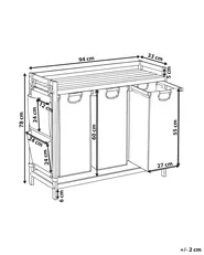 Set of 3 Laundry Baskets with Shelf TOROTAL Bamboo Light Brown/ Grey 120 L_1136256