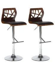 Set of 2 Bar Chairs PETERSBURG Swivel Faux Leather Black/ Silver_953078
