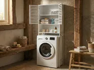 Bathroom Cabinet OKARCHE Bamboo Wood 63 cm White_1050653