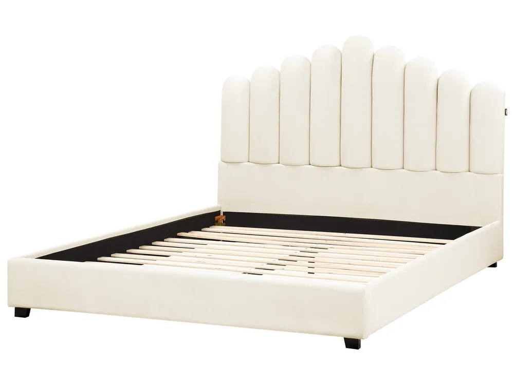Bed Velvet VINCENNES 140 x 200 cm (EU Double) Off-White_979094