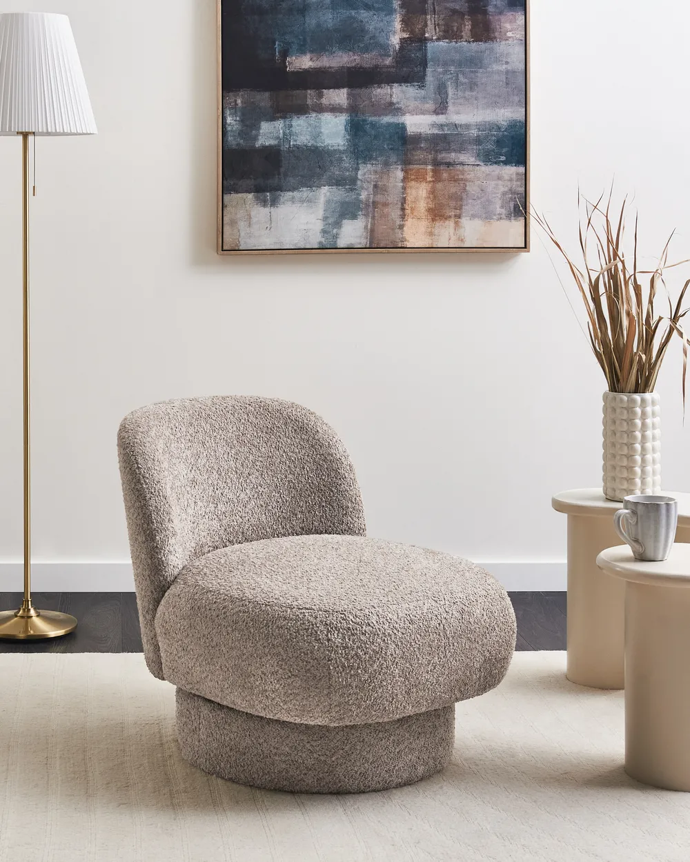 Swivel Armchair AYLO Boucle Taupe