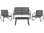 Garden Lounge Set with Table 4 Seater BARREA Metal Black_921817