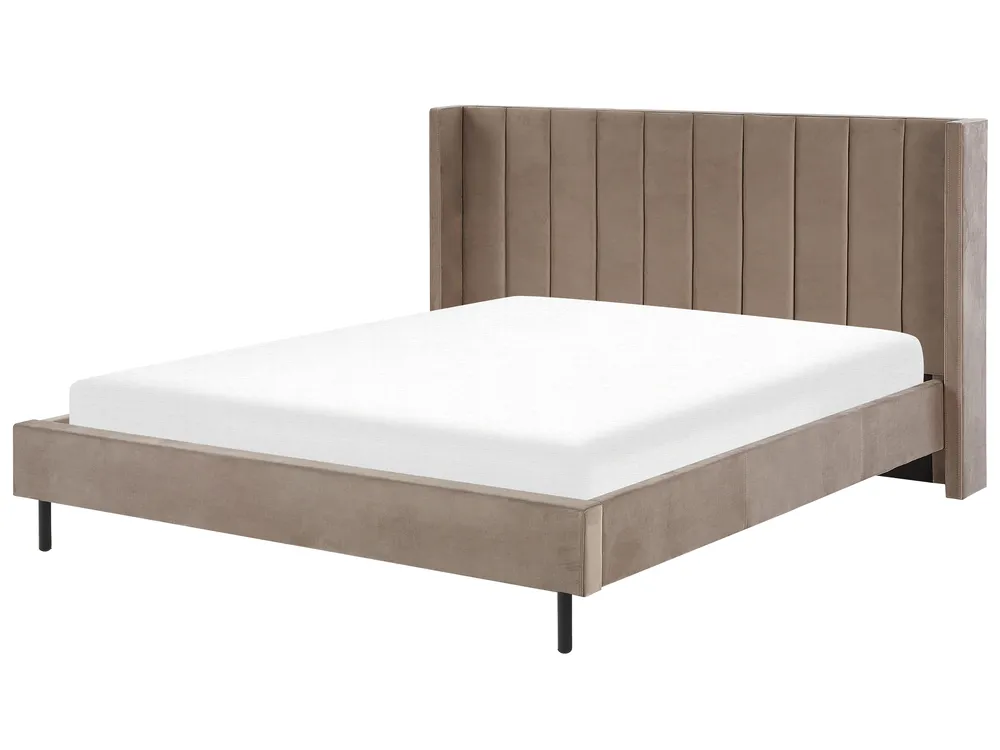 Bed Velvet VILLETTE 180 x 200 cm (EU Super King) Taupe
