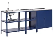 3 Piece Outdoor Kitchen Set with Sink VILAMA Blue Metal_974600