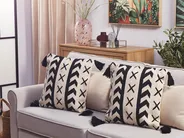 Throw Cushion DEADNETTLE 45 x 45 cm Cotton Beige Geometric Pattern_820663