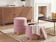 Set of 2 Storage Pouffes GARLAND Velvet Pink_837451