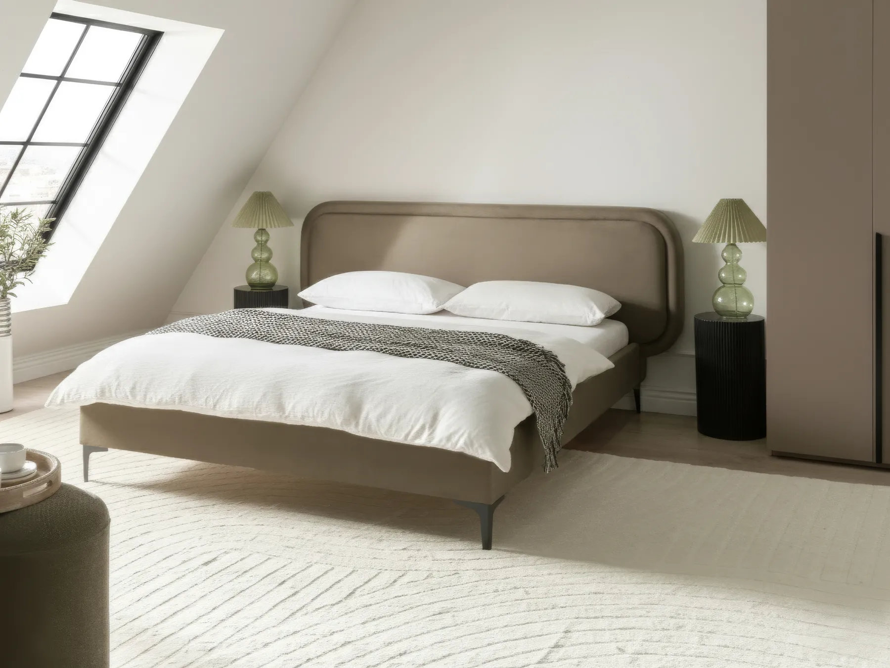 Säng med lamellram Sammet SUZETTE 160 x 200 cm Beige_1052974