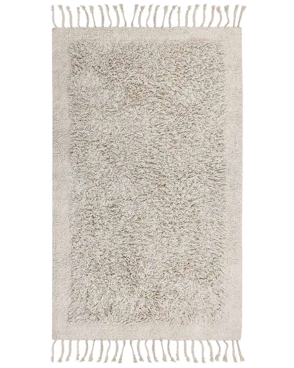 Cotton Shaggy Area Rug Light Beige BITLIS Various Sizes