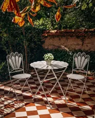 Set med 2 trädgårdsstolar PAVIA Fällbar Metall Off-White_1046255