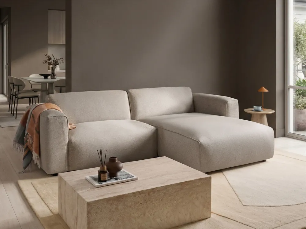 Corner Sofa 3 Seater FAABORG Fabric Beige Left Hand