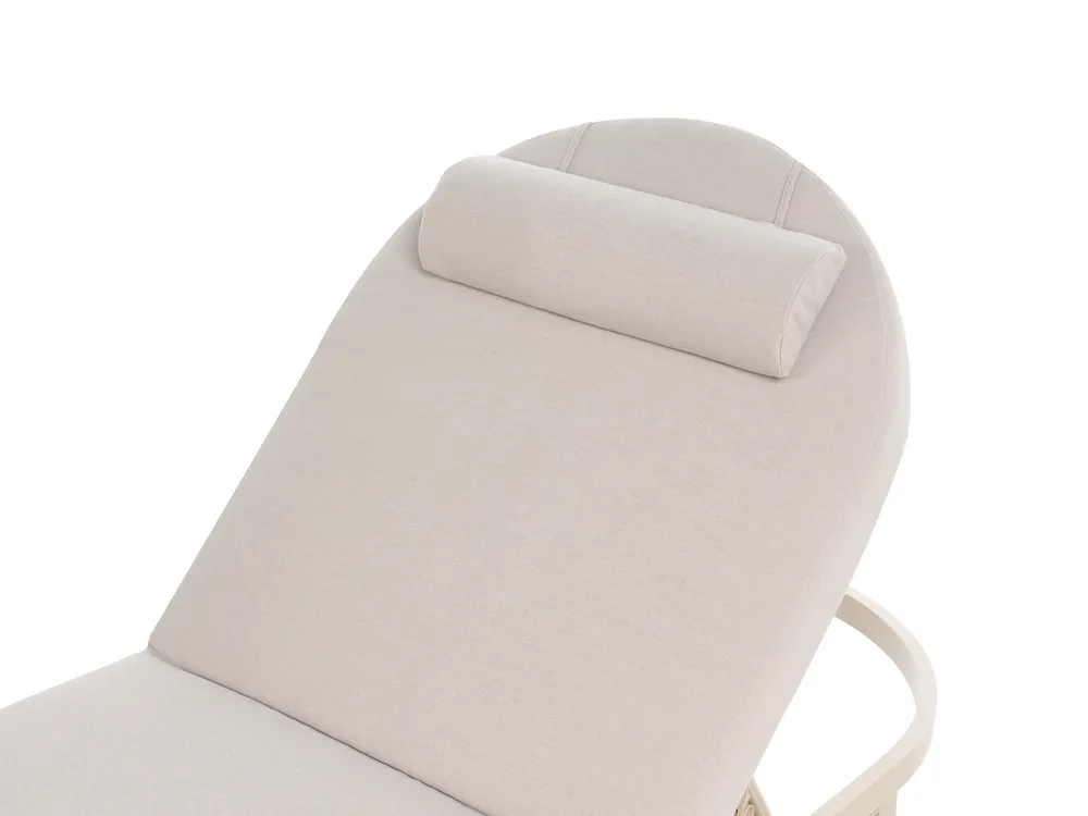 Sun Lounger with Cushion RONCOLO Metal Beige_1117413
