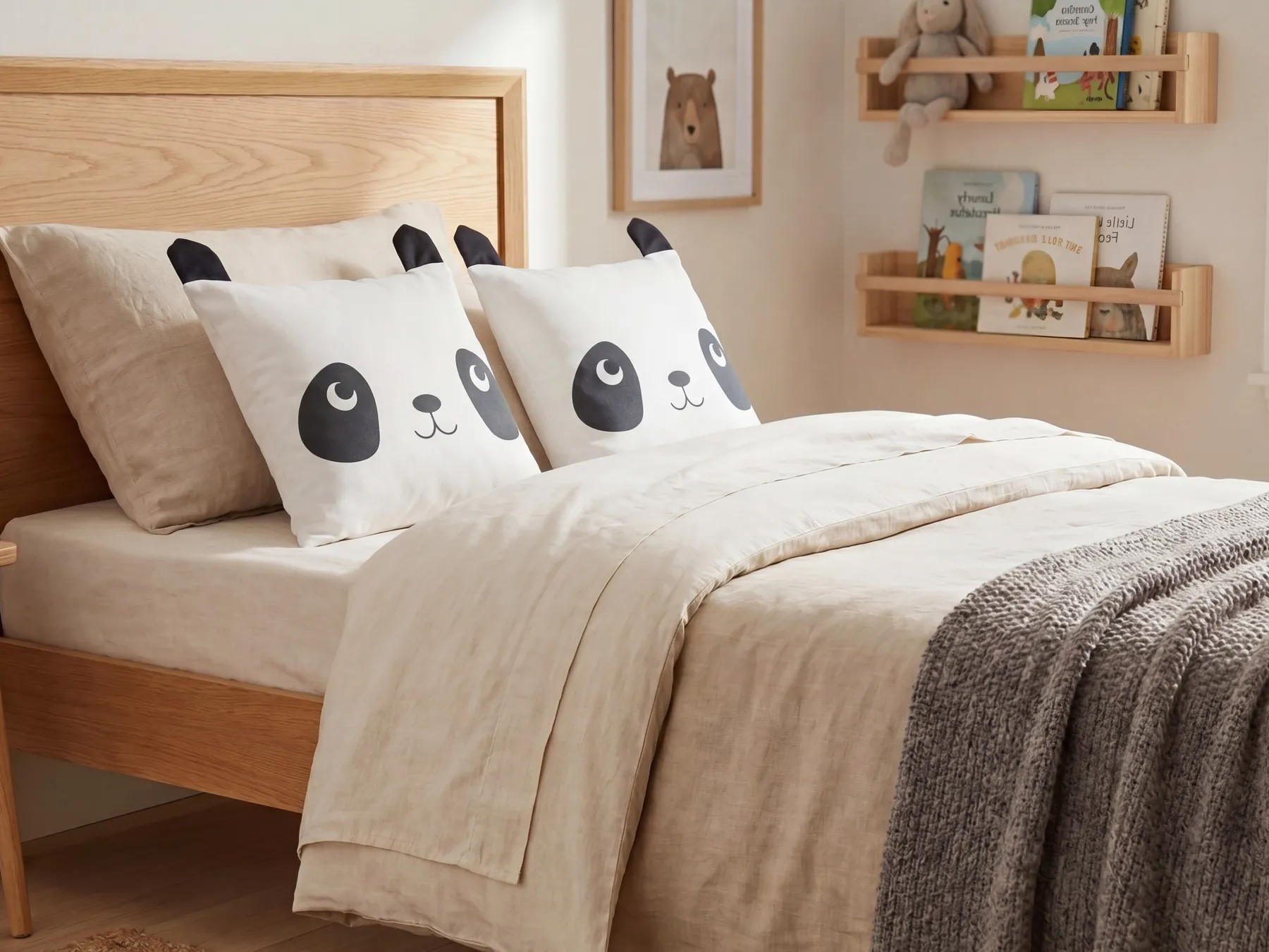 Set of 2 Decorative Cushions PANDAPAW Cotton 45 x 45 cm White_911950