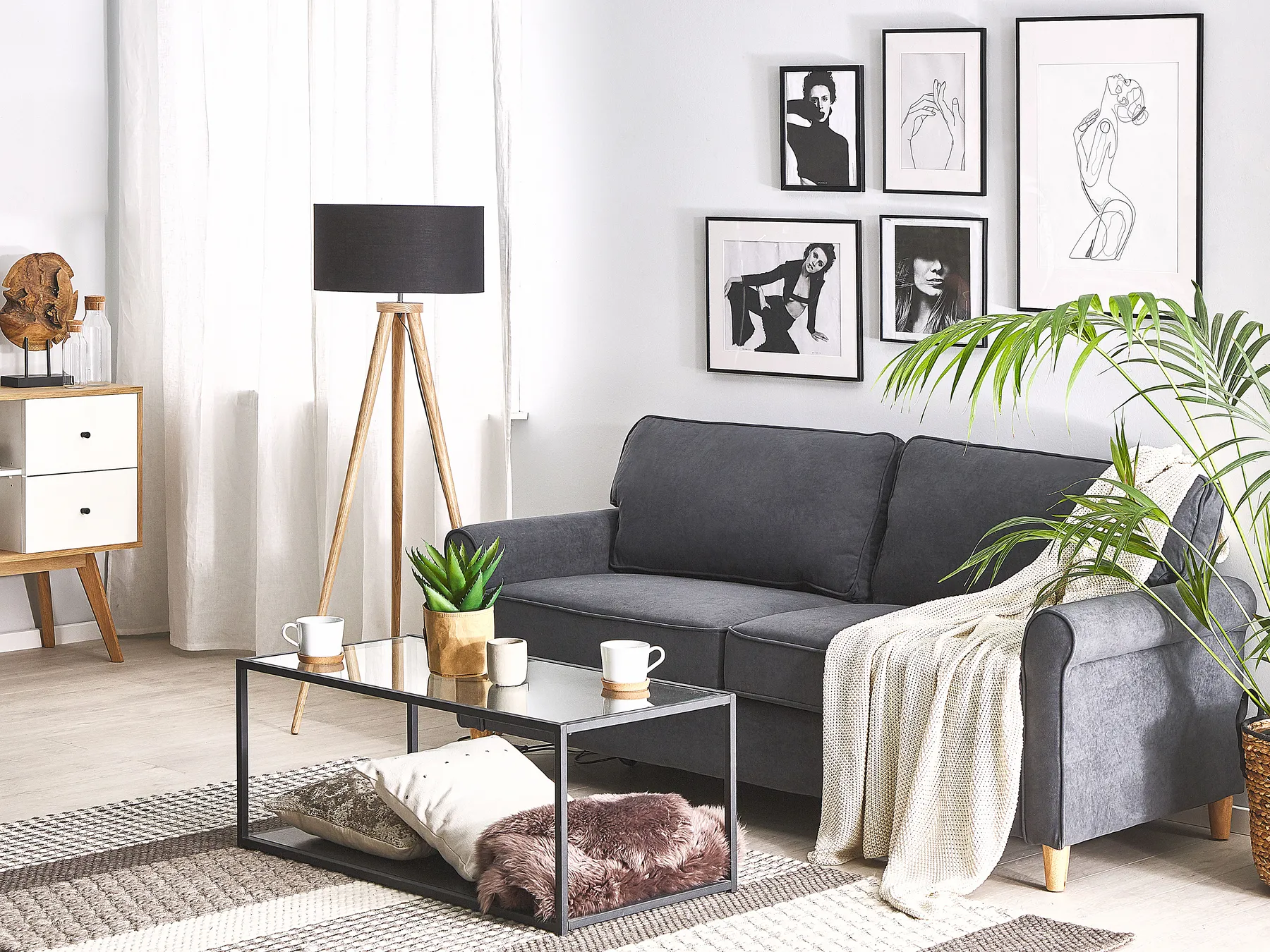 Sohva 3-istuttava RONNEBY Sametti Tummanharmaa_767073