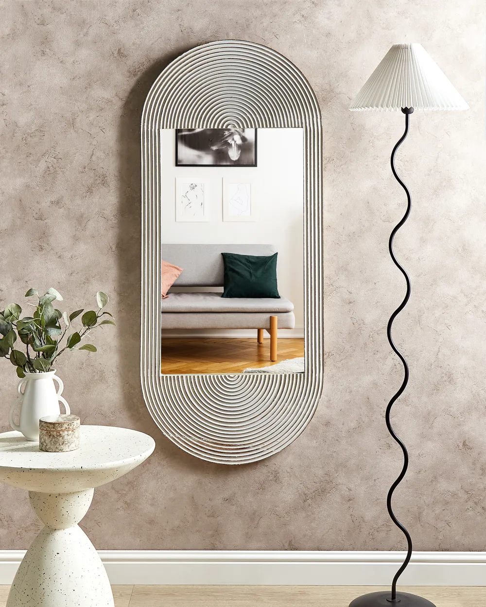 Wall Mirror BRIANT 56 cm 130 cm Mango Wood White
