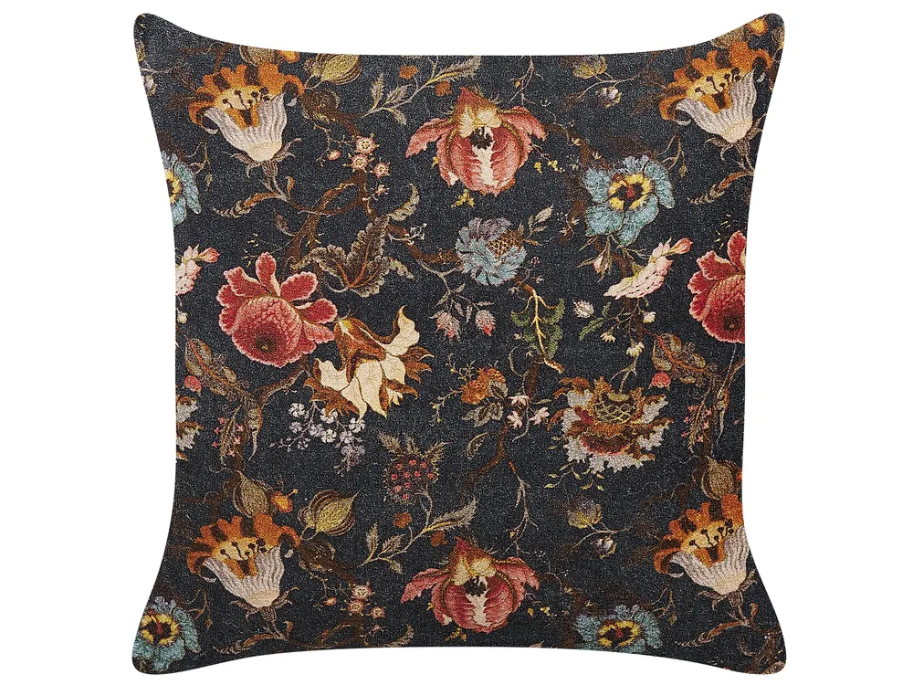 Set of 2 Decorative Cushions RAMONDA 45 x 45 cm Velvet Multicolour Floral Pattern_838927