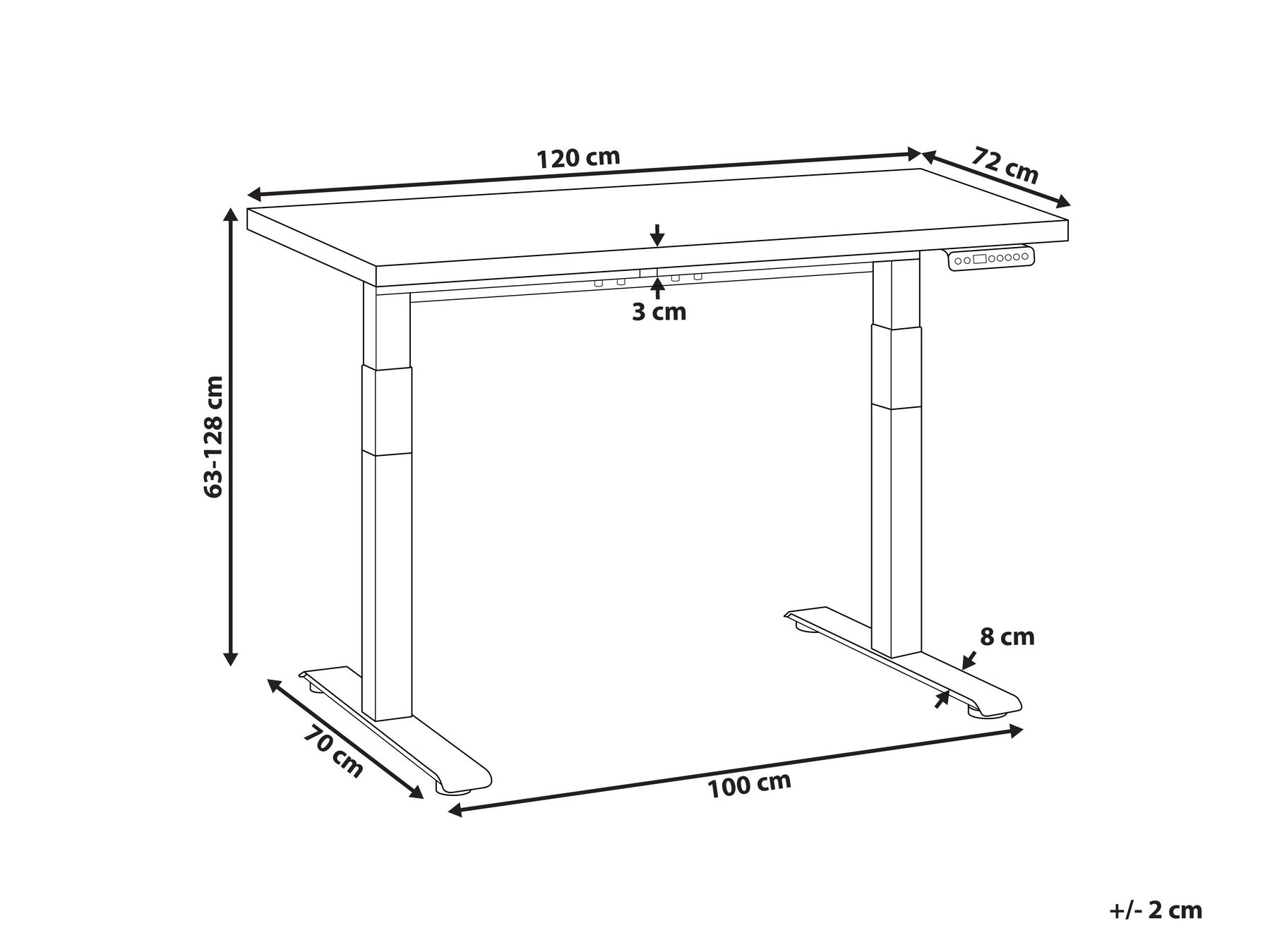 Electric Adjustable Standing Desk DESTINES 120 cm 72 cm Light Brown/ White_1000297