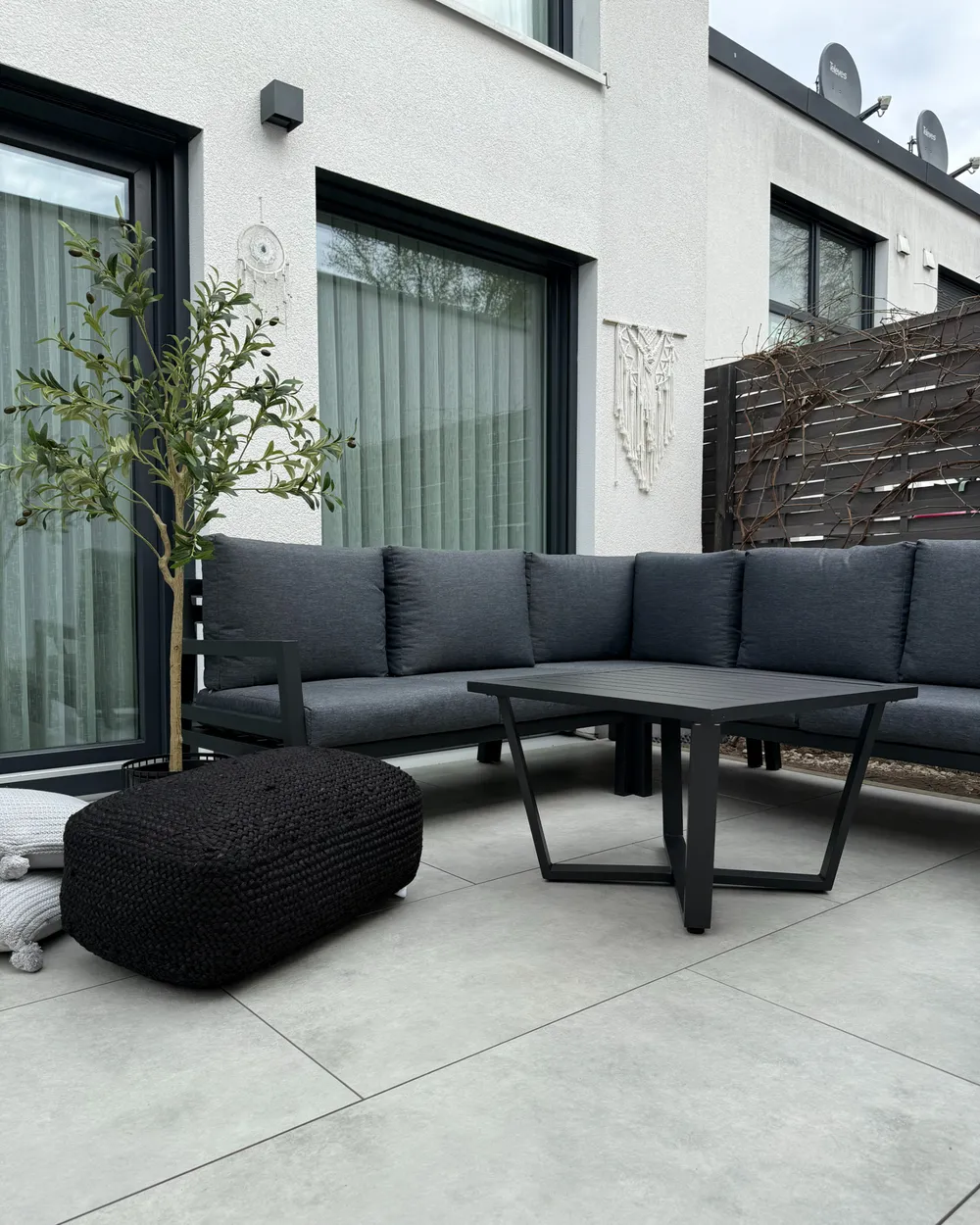 Garden Corner Sofa with Table 5 Seater VIZZINI Metal Grey_982352