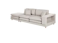 Sofa 2 Seater HEDEN with Ottoman Fabric Light Beige_950592