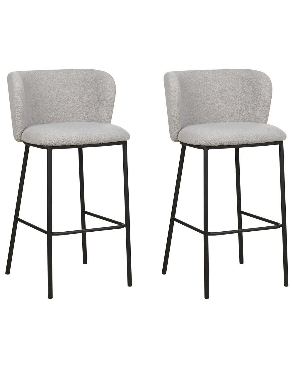 Set of 2 Bar Chairs MINA Boucle Light Grey_887321