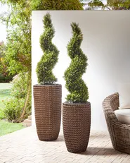 Set med 2 växtkrukor CEDRUS 37/45 cm Konstrotting Brun_897242