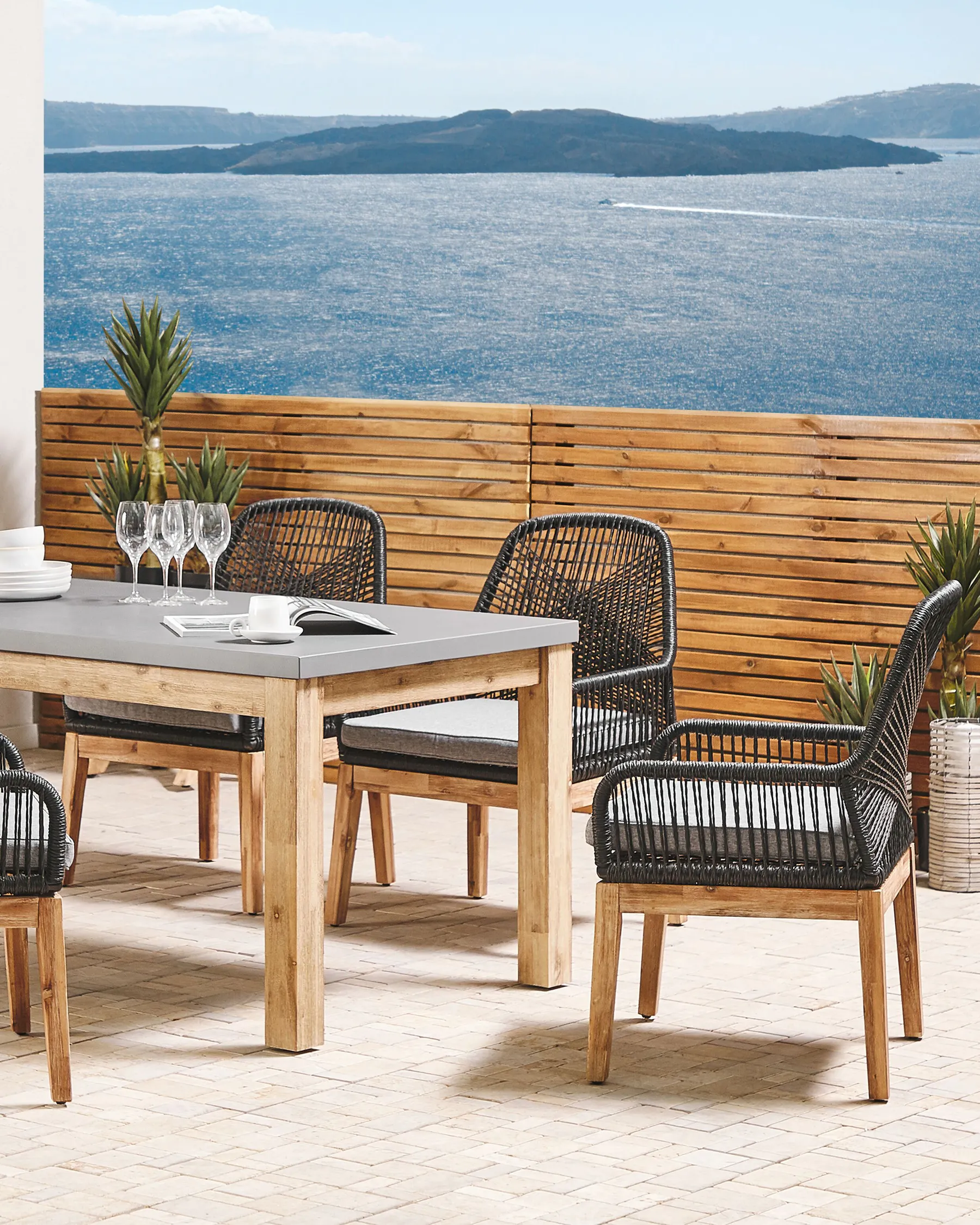 Puutarhatuolisetti pehmusteilla 2 kpl OLBIA Synteettinen materiaali Musta_809401