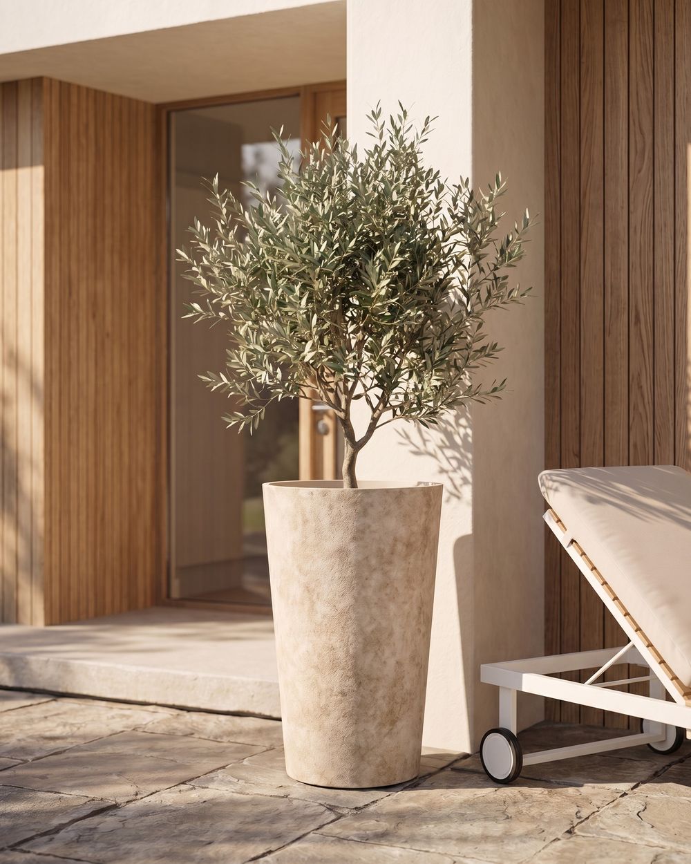 Blomsterpotte PELION 37 cm Lys beige