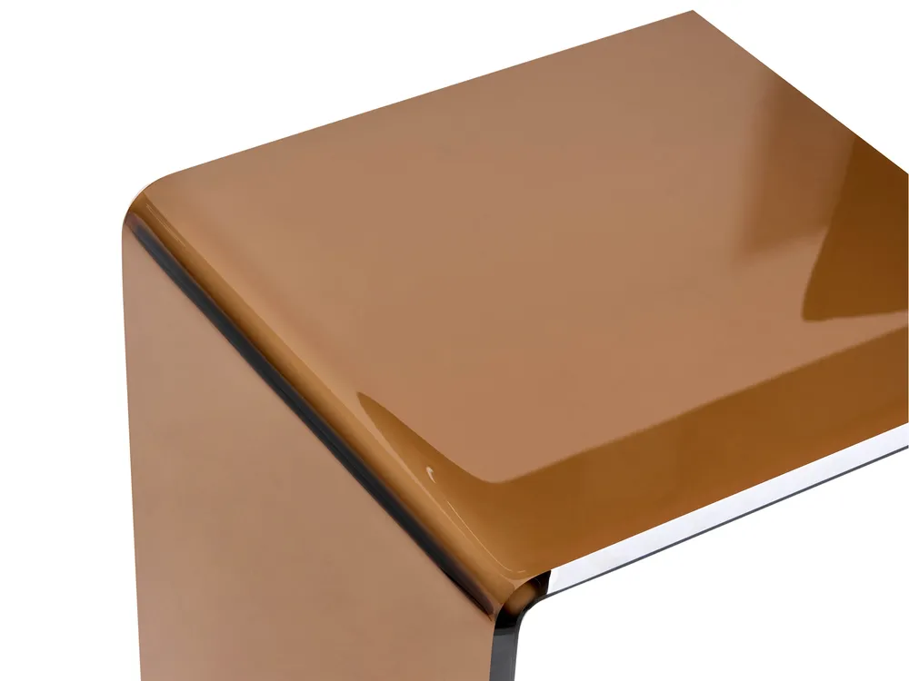 Side Table LOURDES Tempered Glass Brown_1009512