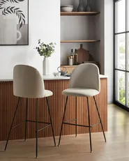Set med 2 barstolar ARCOLA Sammet Off-White_902374