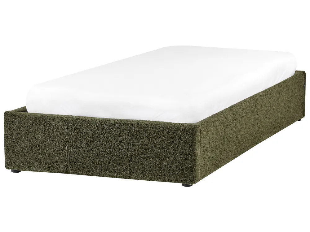 Ottoman Bed without Headboard DINAN Boucle Dark Green 90 x 200 cm (EU Single)_992091