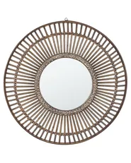 Wall Mirror BLASITO 66 cm 66 cm Bamboo Brown_807507