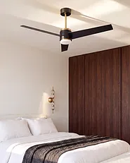 Ceiling Fan with Light TROUT with Remote LED Black_1133543