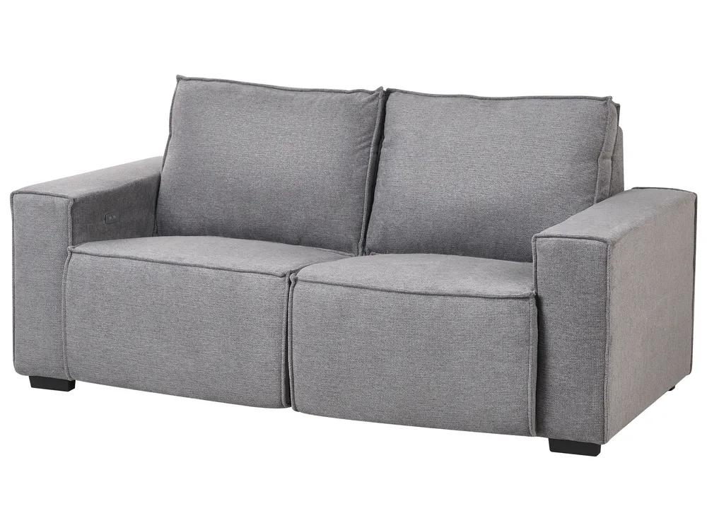 Electric Recliner Sofa 2 Seater NUKARI Fabric Grey_999344