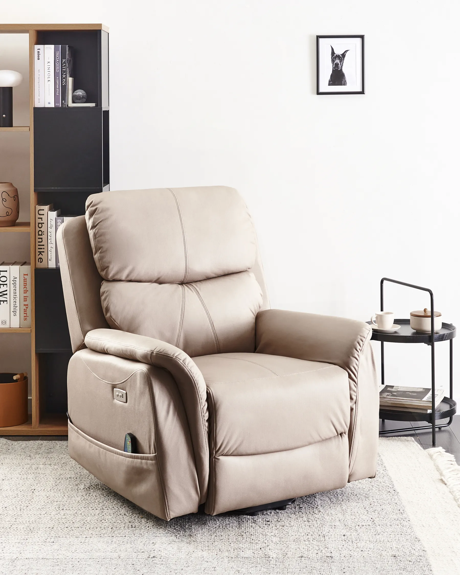 Elektrisk reclinerfåtölj GLORIE med massagefunktion Taupe_953479