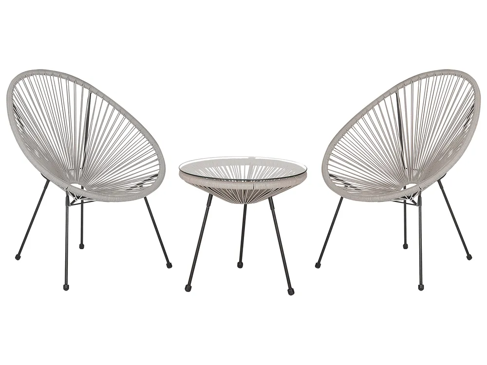 Bistro Set ACAPULCO II PE Rattan Light Grey