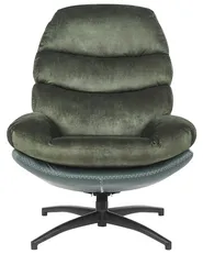 Swivel Armchair EIDE with Footstool Velvet Dark Green_923472