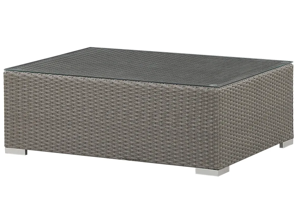 Trädgårdssoffgrupp med bord 8-sits MAESTRO Modulär Konstrotting Taupe_765216