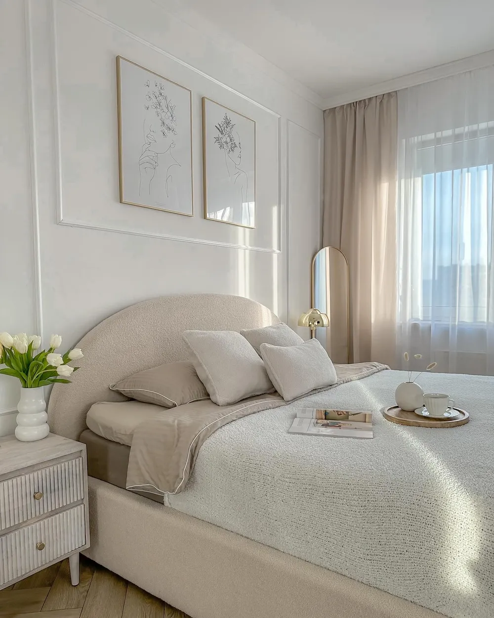Ottoman Bed VAUCLUSE Boucle Beige 160 x 200 cm (EU King Size)_937752