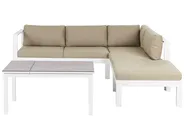 Garden Corner Sofa with Table 5 Seater MESSINA Metal Sand Beige Left Hand_932077