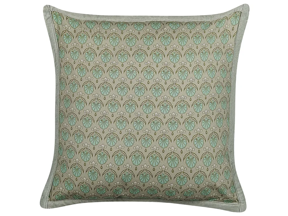 Set of 2 Decorative Cushions PICTUS 45 x 45 cm Velvet Green Plant Pattern_838847