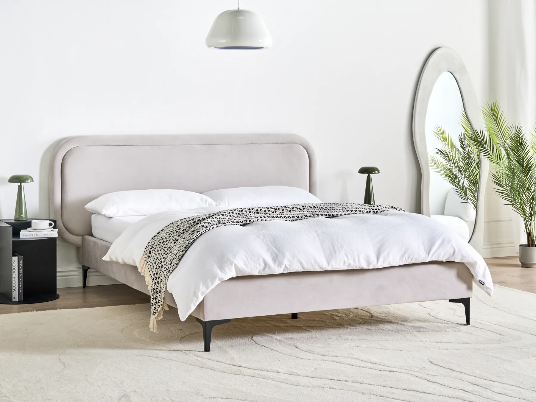 Säng med lamellram Sammet SUZETTE 140 x 200 cm Ljusgrå_989467