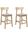 Set of 2 Bar Chairs ISANTI Wood Light Brown/ Taupe